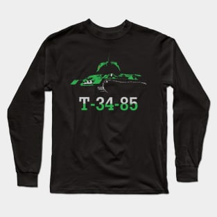 Silhouette of the Soviet T-34-85 tank Long Sleeve T-Shirt